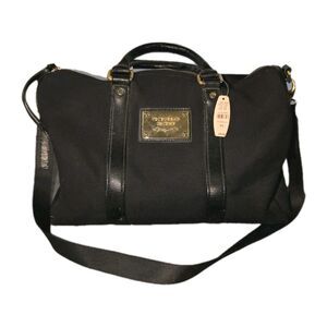 Deadstock VICTORIA'S SECRET Black Satchel Tote Purse Pink Lining Clean NWT *